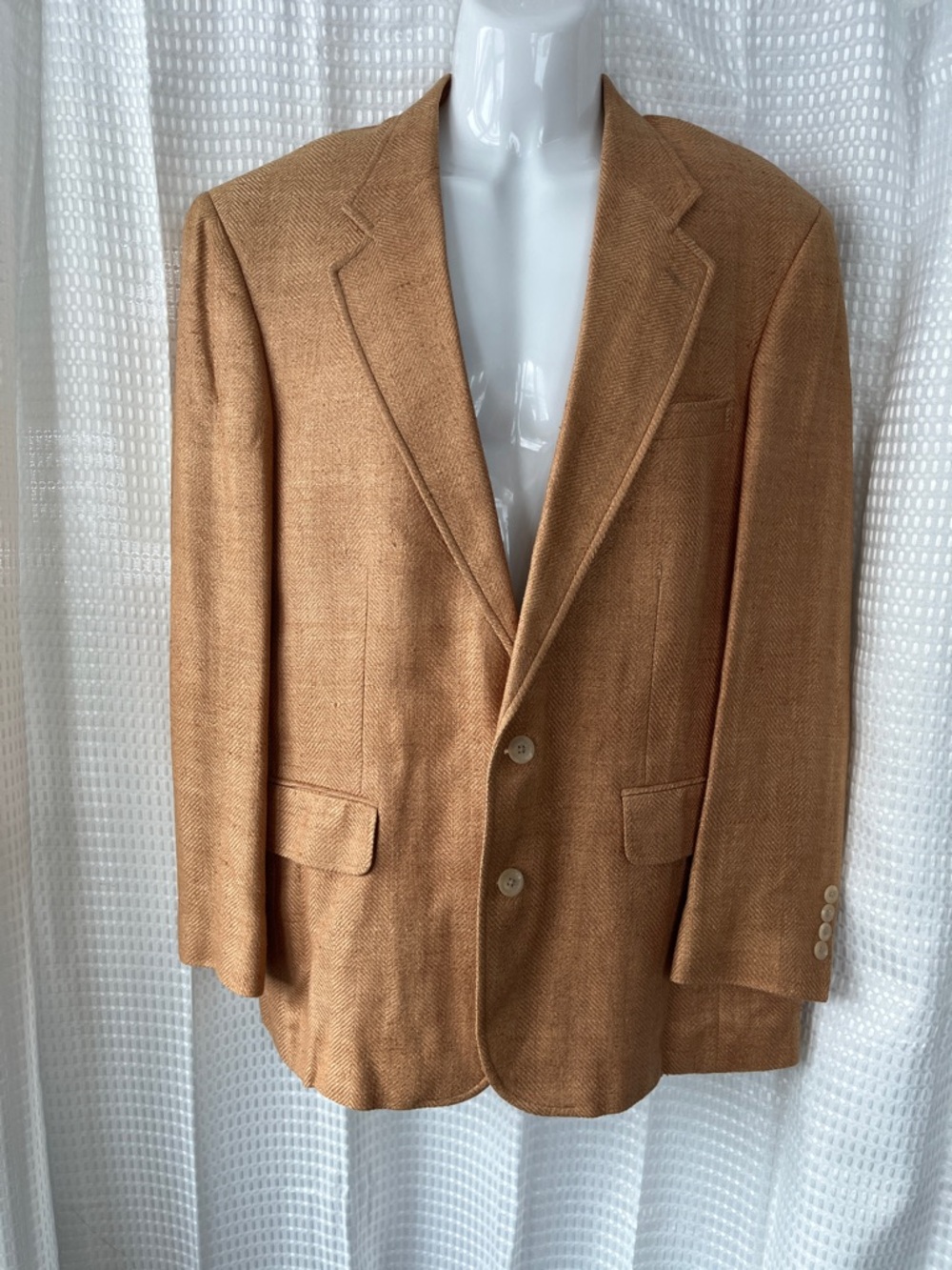 Lands End Vintage 80s Mens Wool Blazer 42R Herringbone USA Sport Coat Classic - Picture 3 of 11